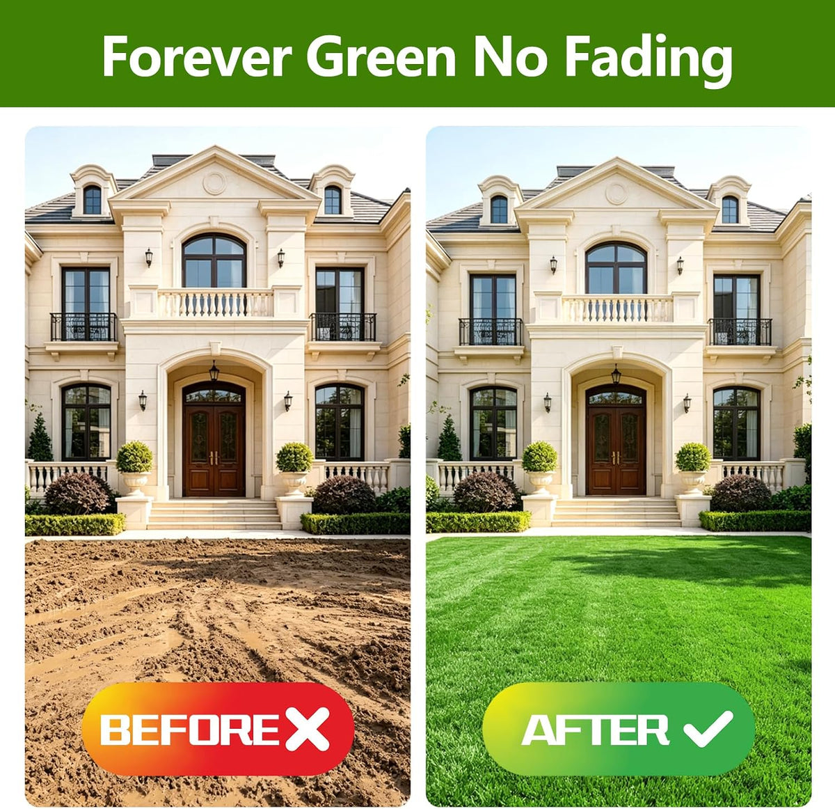 Extra Thick Artificial Grass Rug, 1.97" / 50mm Pile Height High Density Synthetic Fake Grass Turf for Dogs and Pets, Soft Realistic Grass for Patio Backyard Garden Indoor Outdoor, 4FT x 6FT