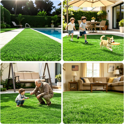 Extra Thick Artificial Grass Rug, 1.97" / 50mm Pile Height High Density Synthetic Fake Grass Turf for Dogs and Pets, Soft Realistic Grass for Patio Backyard Garden Indoor Outdoor, 4FT x 6FT