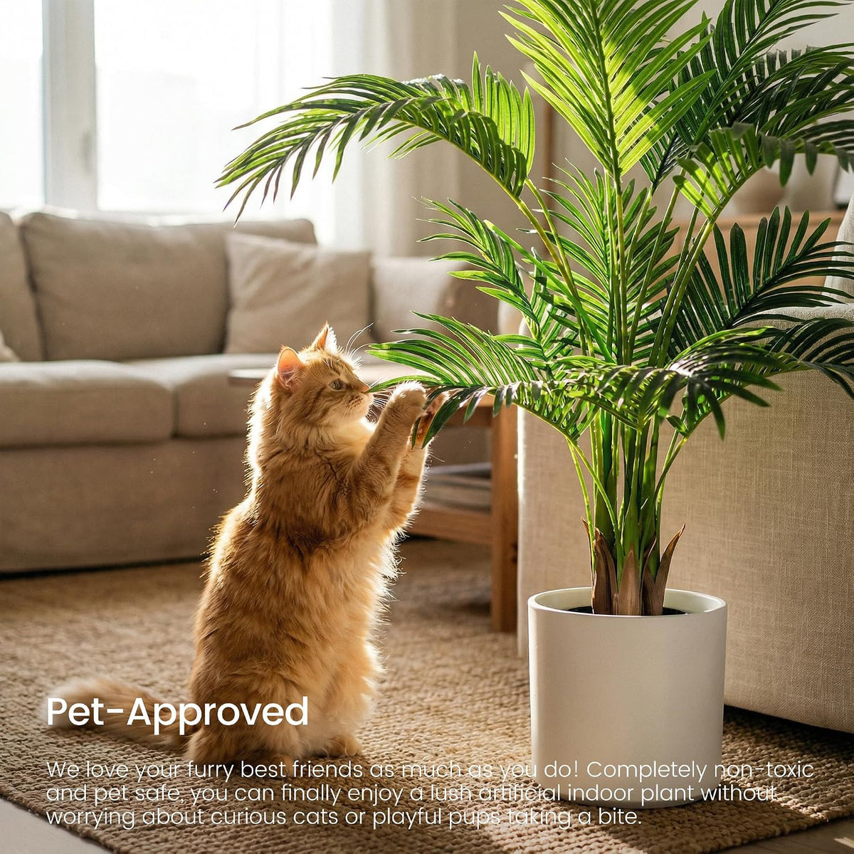 6ft 2-Pack Artificial Areca Palm Plant in Pot, Fake Tropical Cane Palm Silk