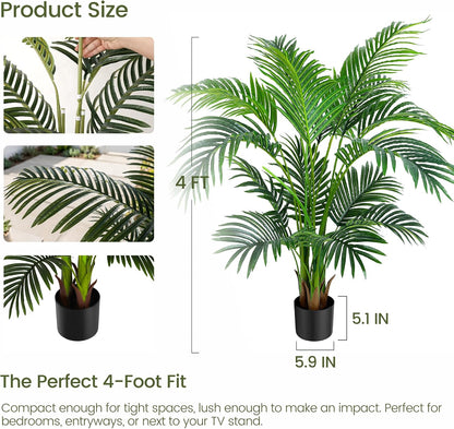 6ft 2-Pack Artificial Areca Palm Plant in Pot, Fake Tropical Cane Palm Silk