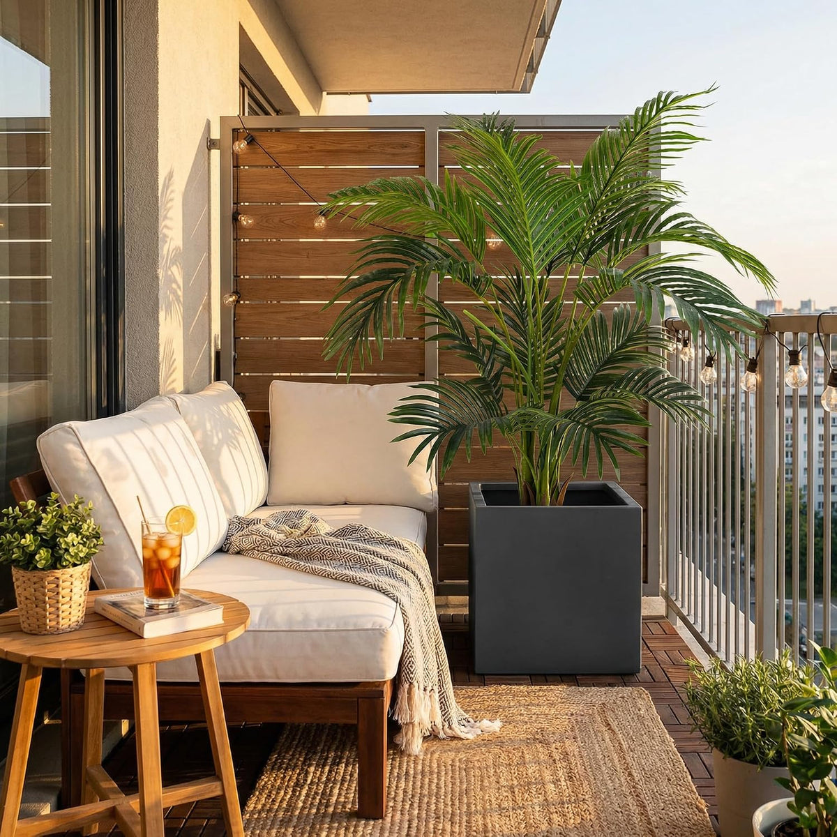 6ft 2-Pack Artificial Areca Palm Plant in Pot, Fake Tropical Cane Palm Silk