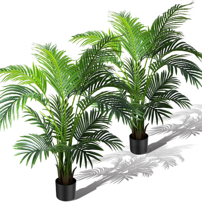6ft 2-Pack Artificial Areca Palm Plant in Pot, Fake Tropical Cane Palm Silk