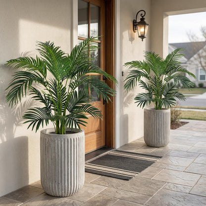 6ft 2-Pack Artificial Areca Palm Plant in Pot, Fake Tropical Cane Palm Silk