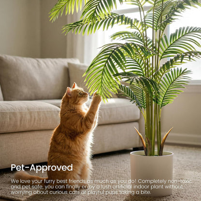 6ft 2-Pack Artificial Areca Palm Plant in Pot, Fake Tropical Cane Palm Silk