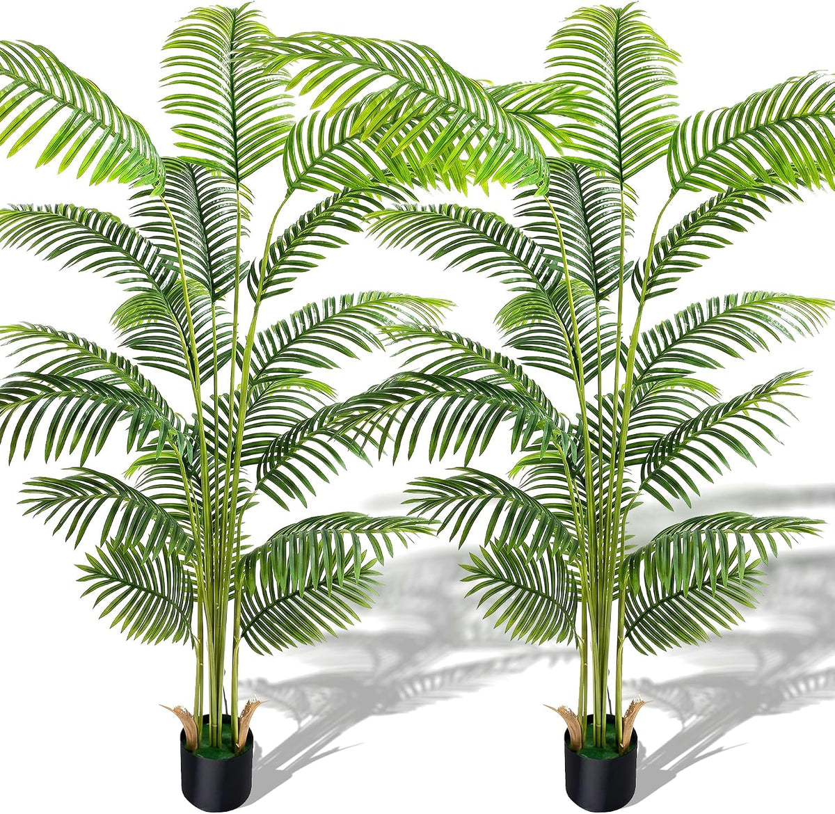 6ft 2-Pack Artificial Areca Palm Plant in Pot, Fake Tropical Cane Palm Silk