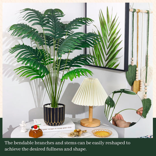 28" Fake Palm Tree Large Artificial Potted Plants Indoor for Home Porch Patio Living Room Bathroom Outdoor Decor