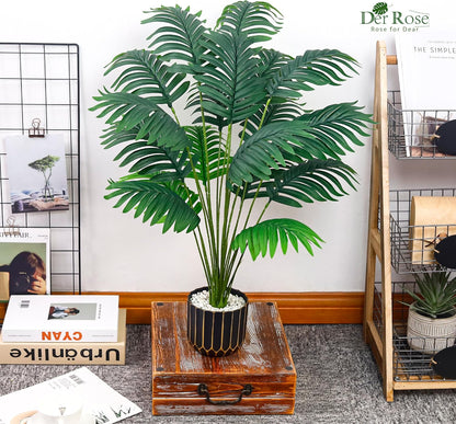 28" Fake Palm Tree Large Artificial Potted Plants Indoor for Home Porch Patio Living Room Bathroom Outdoor Decor
