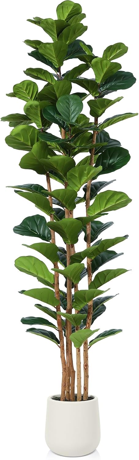 7FT Artificial Fiddle Leaf Fig Tree with White Planter for Home Decor