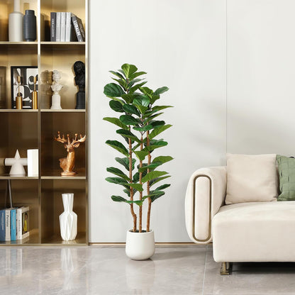 7FT Artificial Fiddle Leaf Fig Tree with White Planter for Home Decor