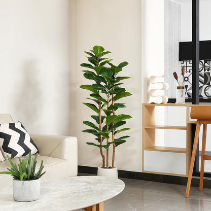 7FT Artificial Fiddle Leaf Fig Tree with White Planter for Home Decor