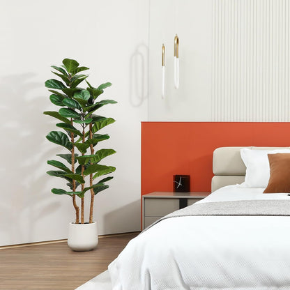 7FT Artificial Fiddle Leaf Fig Tree with White Planter for Home Decor