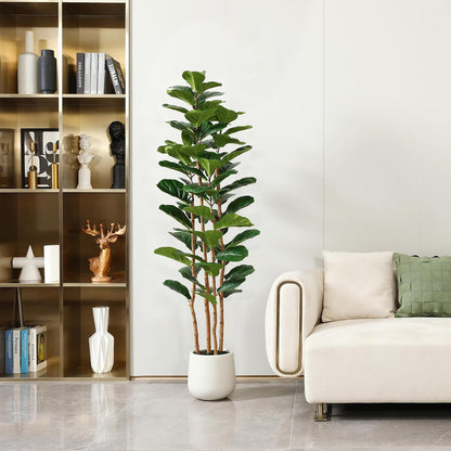 7FT Artificial Fiddle Leaf Fig Tree with White Planter for Home Decor