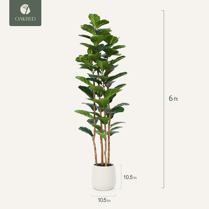 7FT Artificial Fiddle Leaf Fig Tree with White Planter for Home Decor