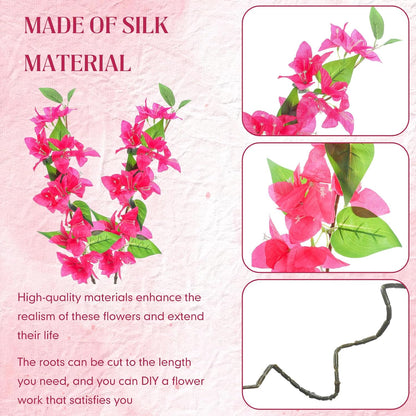 30 Pcs Fake Bougainvillea Bulk Silk Flower UV Resistant, Rose Red