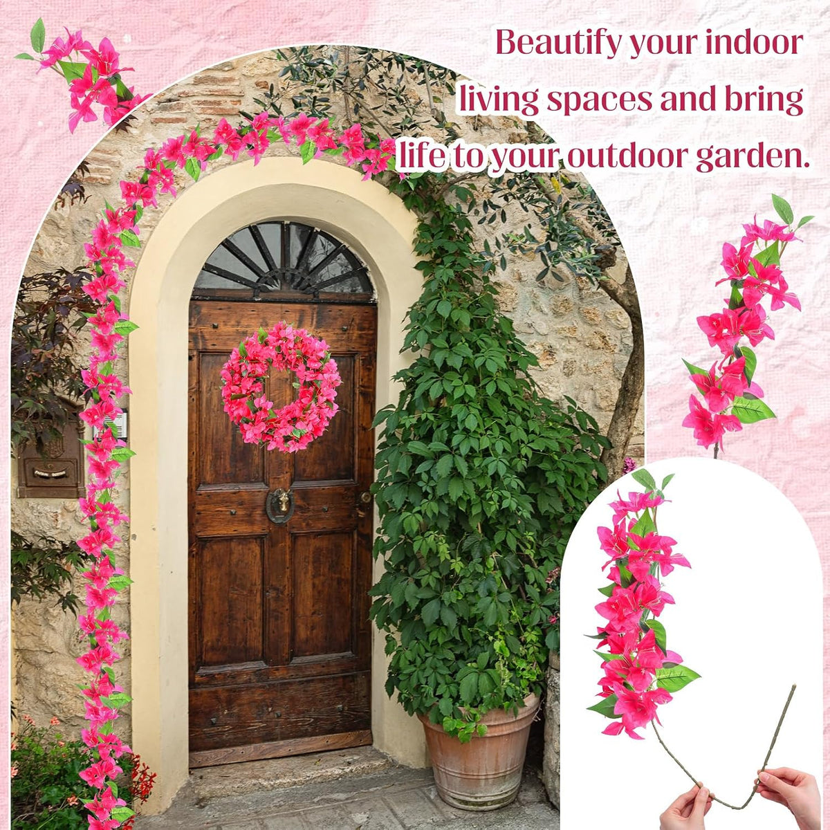30 Pcs Fake Bougainvillea Bulk Silk Flower UV Resistant, Rose Red