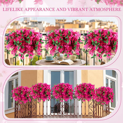 30 Pcs Fake Bougainvillea Bulk Silk Flower UV Resistant, Rose Red