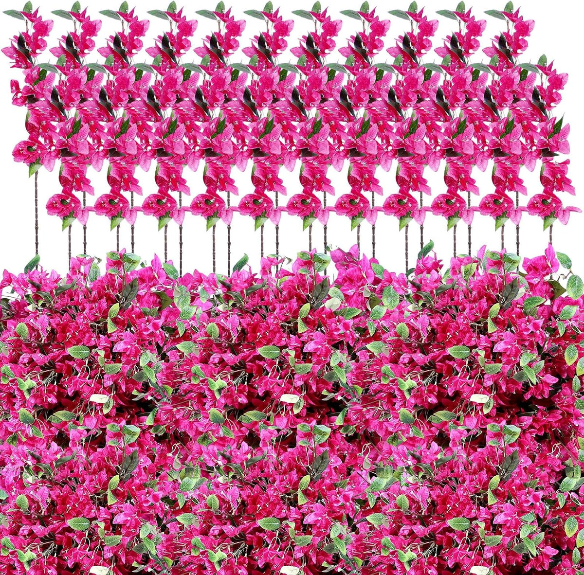 30 Pcs Fake Bougainvillea Bulk Silk Flower UV Resistant, Rose Red