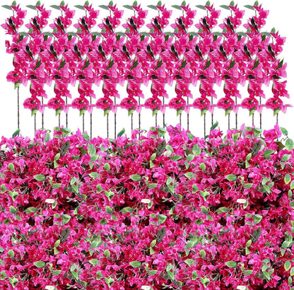 30 Pcs Fake Bougainvillea Bulk Silk Flower UV Resistant, Rose Red