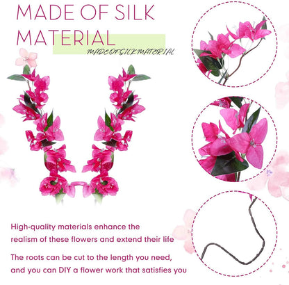 30 Pcs Fake Bougainvillea Bulk Silk Flower UV Resistant, Rose Red