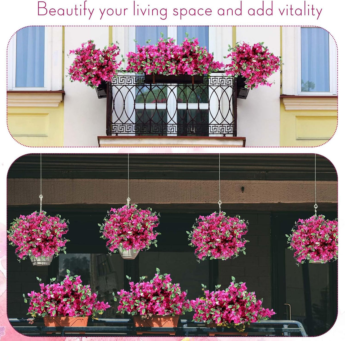 30 Pcs Fake Bougainvillea Bulk Silk Flower UV Resistant, Rose Red