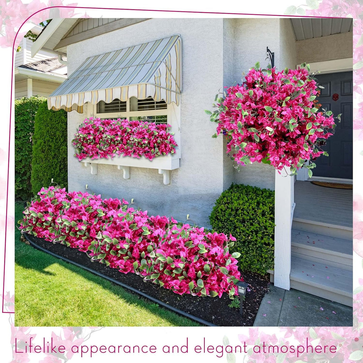 30 Pcs Fake Bougainvillea Bulk Silk Flower UV Resistant, Rose Red