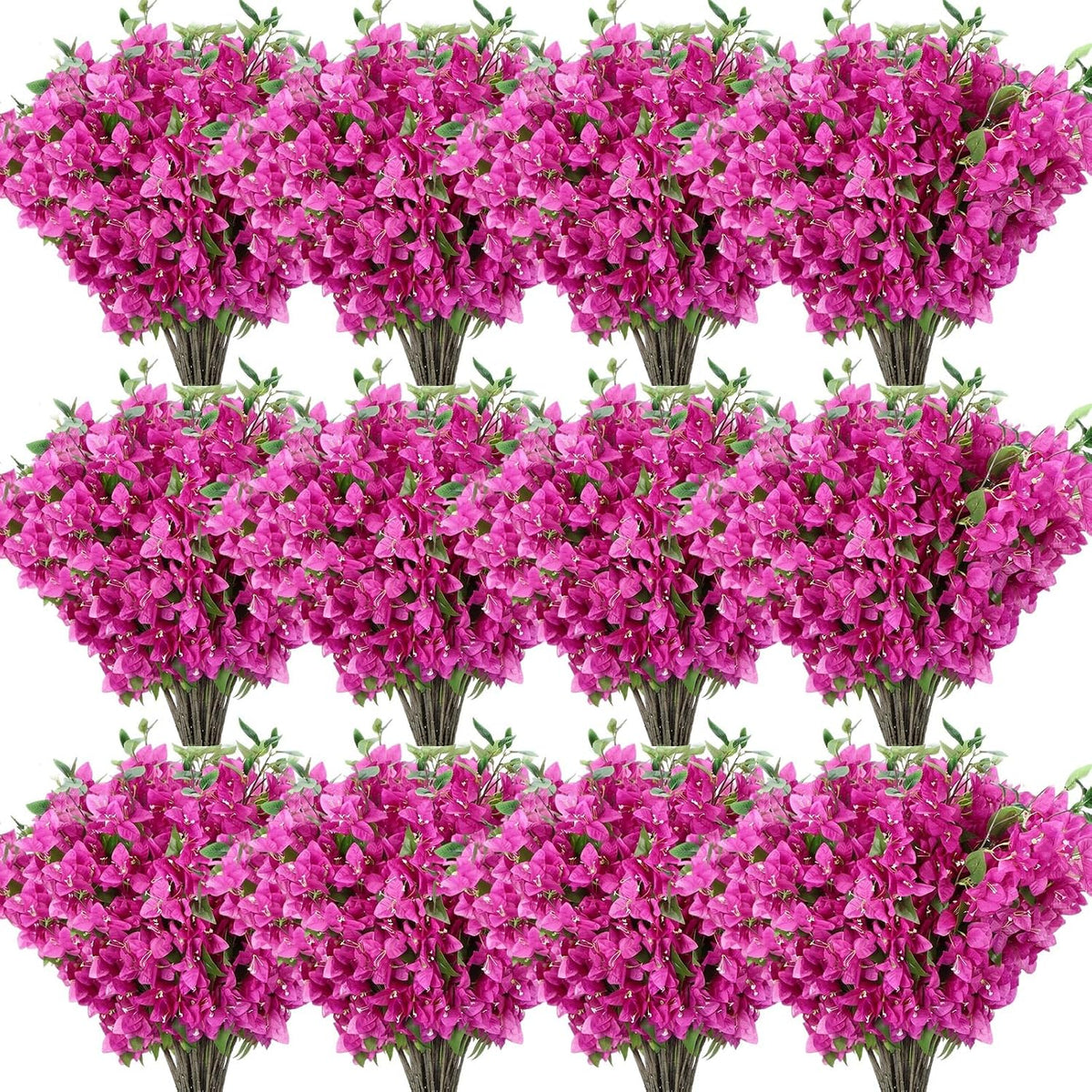 30 Pcs Fake Bougainvillea Bulk Silk Flower UV Resistant, Rose Red