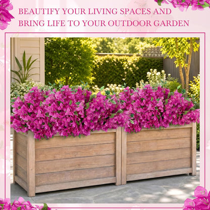 30 Pcs Fake Bougainvillea Bulk Silk Flower UV Resistant, Rose Red