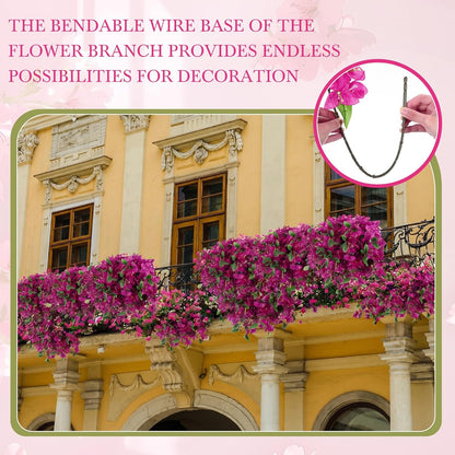 30 Pcs Fake Bougainvillea Bulk Silk Flower UV Resistant, Rose Red
