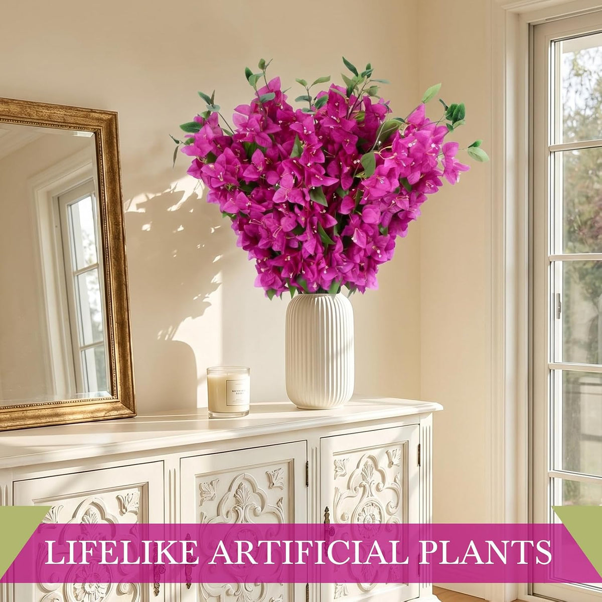 30 Pcs Fake Bougainvillea Bulk Silk Flower UV Resistant, Rose Red