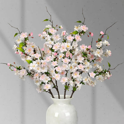 Artificial Cherry Blossom Branches 31.5'', 4 Pack Faux Spring Flowers for Tall Vase, Realistic Flower Stems for Home Decor, Wedding, Easter, Table Centerpiece and Party Decor (Pure White)