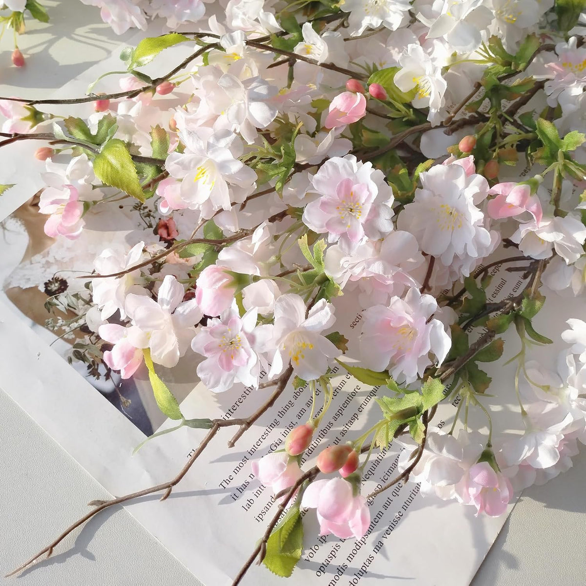 Artificial Cherry Blossom Branches 31.5'', 4 Pack Faux Spring Flowers for Tall Vase, Realistic Flower Stems for Home Decor, Wedding, Easter, Table Centerpiece and Party Decor (Pure White)