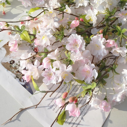 Artificial Cherry Blossom Branches 31.5'', 4 Pack Faux Spring Flowers for Tall Vase, Realistic Flower Stems for Home Decor, Wedding, Easter, Table Centerpiece and Party Decor (Pure White)
