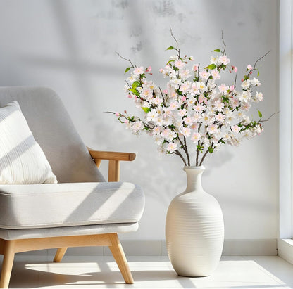 Artificial Cherry Blossom Branches 31.5'', 4 Pack Faux Spring Flowers for Tall Vase, Realistic Flower Stems for Home Decor, Wedding, Easter, Table Centerpiece and Party Decor (Pure White)