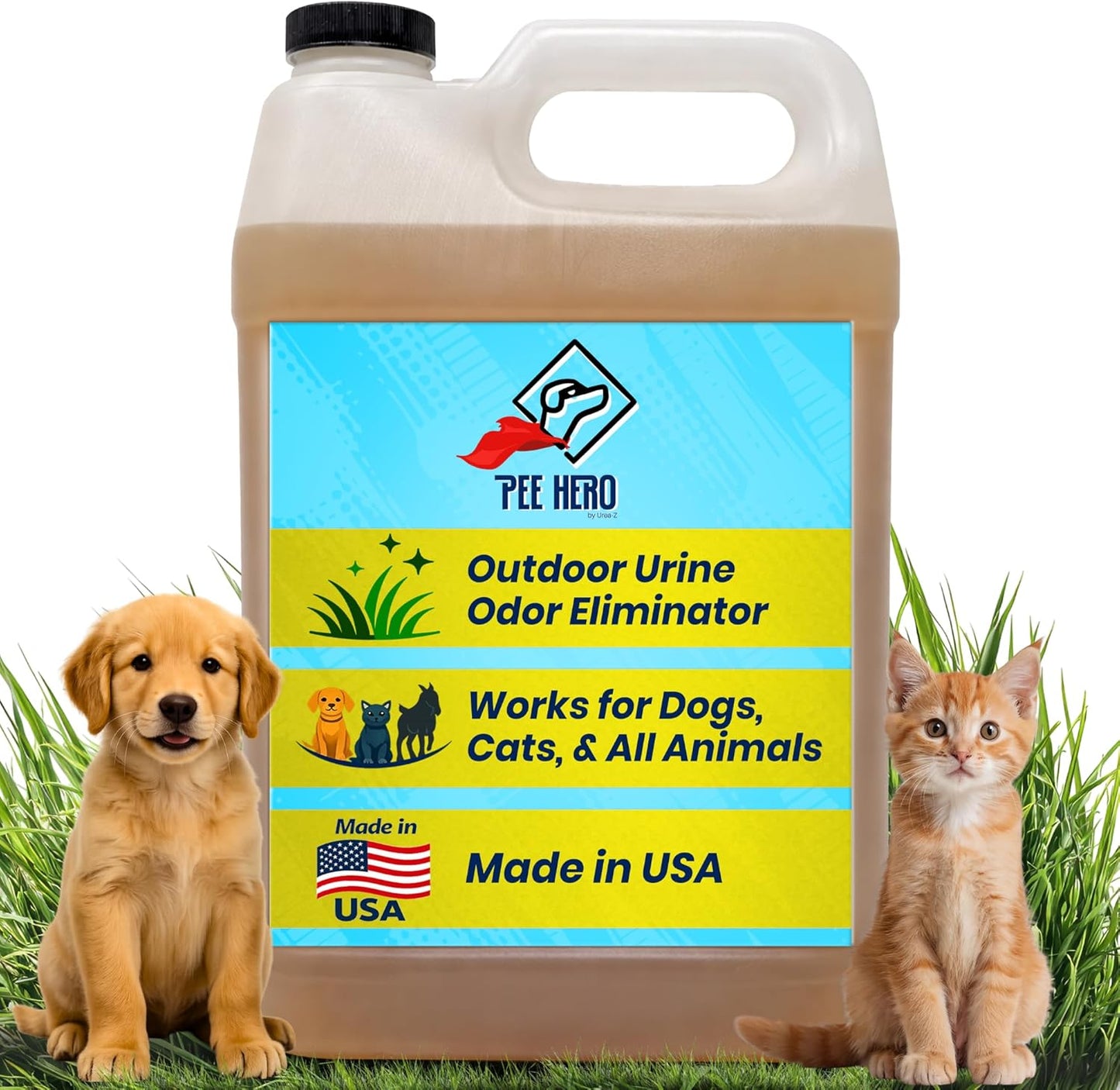 Pee Hero Dog Turf Cleaner for Pet Urine Outdoor 16 oz Concentrate (Makes 2 Gallons Solution) | Pet Urine Odor Eliminator Concentrate| Turf Deodorizer for Pet Urine