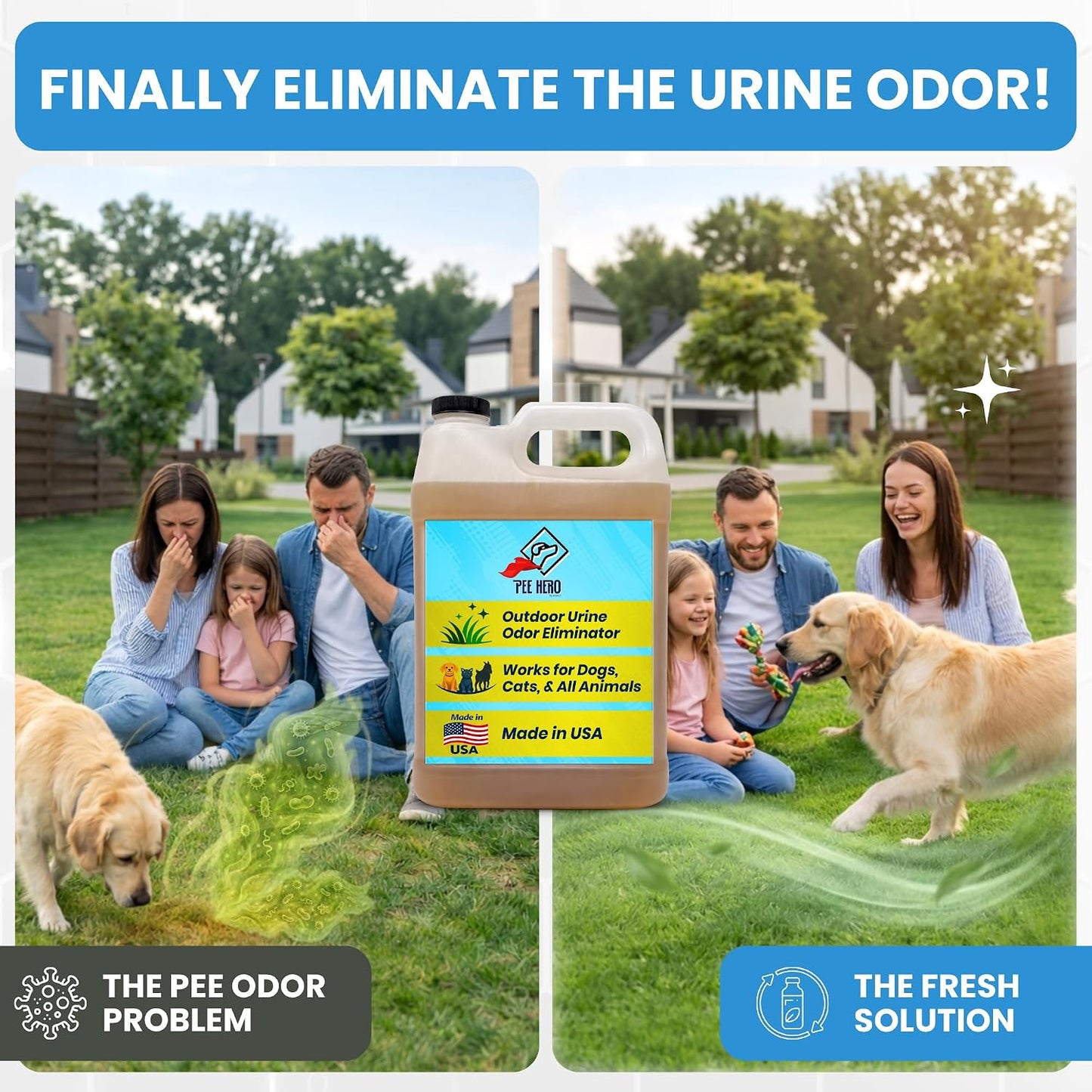 Pee Hero Dog Turf Cleaner for Pet Urine Outdoor 16 oz Concentrate (Makes 2 Gallons Solution) | Pet Urine Odor Eliminator Concentrate| Turf Deodorizer for Pet Urine