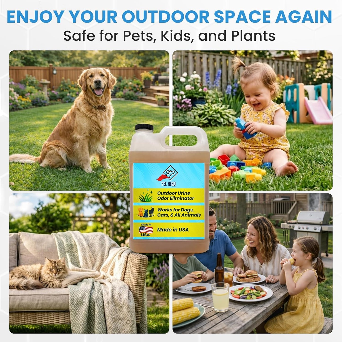 Pee Hero Dog Turf Cleaner for Pet Urine Outdoor 16 oz Concentrate (Makes 2 Gallons Solution) | Pet Urine Odor Eliminator Concentrate| Turf Deodorizer for Pet Urine