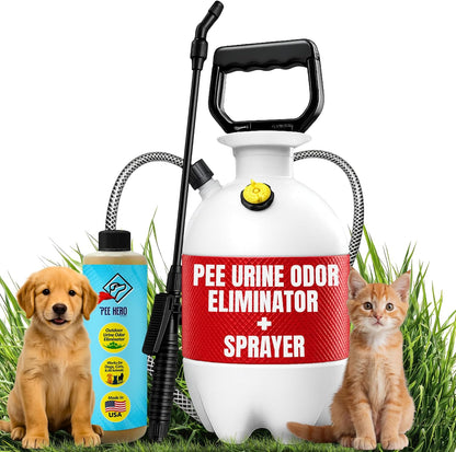 Pee Hero Dog Turf Cleaner for Pet Urine Outdoor 16 oz Concentrate (Makes 2 Gallons Solution) | Pet Urine Odor Eliminator Concentrate| Turf Deodorizer for Pet Urine