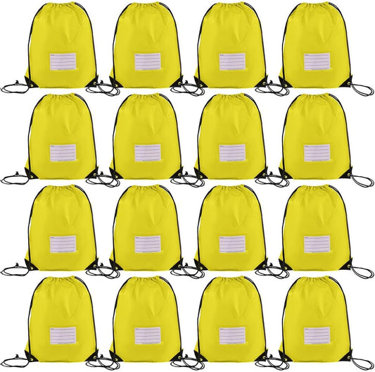 16 Pack Drawstring Bags,Bulk Draw String Backpack, DIY Gym Sports Cinch Bag Sackpack for Women Men, Yellow