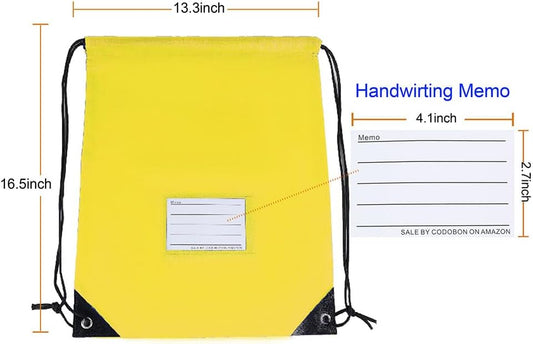16 Pack Drawstring Bags,Bulk Draw String Backpack, DIY Gym Sports Cinch Bag Sackpack for Women Men, Yellow