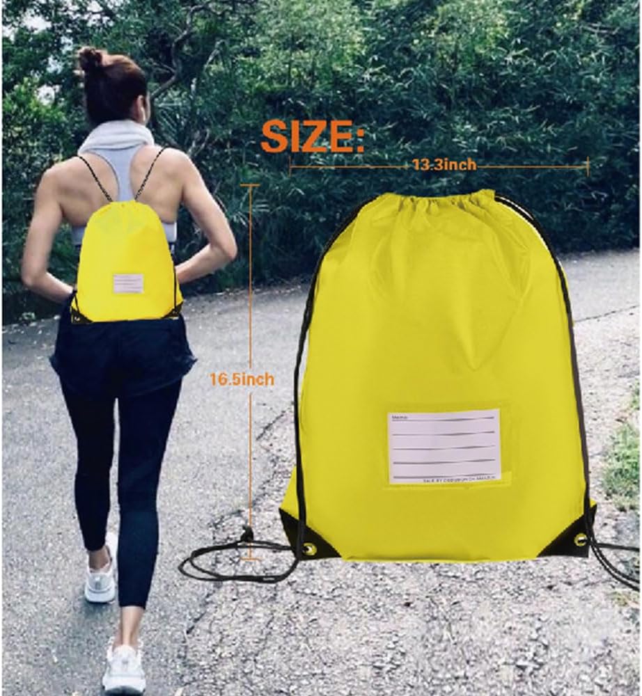 16 Pack Drawstring Bags,Bulk Draw String Backpack, DIY Gym Sports Cinch Bag Sackpack for Women Men, Yellow