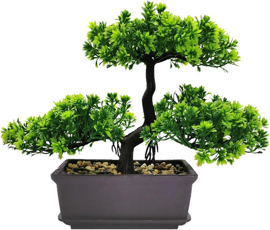 Bonsai Tree, Artificial Plants, Artificial Bonsai Tree Juniper Faux Plants, Indoor Small Fake Plants Decor for Home Bedroom Office Desk Farmhouse Decor(Color:Rose Red)