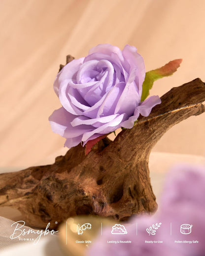 Artificial Flowers Combo Box Purple Fake Rose Flower for Wedding Decoration | Mix Silk Dahlia Rose Flowers with Stem for DIY Bridal Bouquet, Table Centerpiece, Floral Arrangement, Baby Shower Decoration