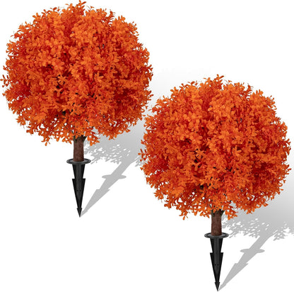 24" Artificial Boxwood Topiary Bushes UV Resistant for Outdoor 2PCS