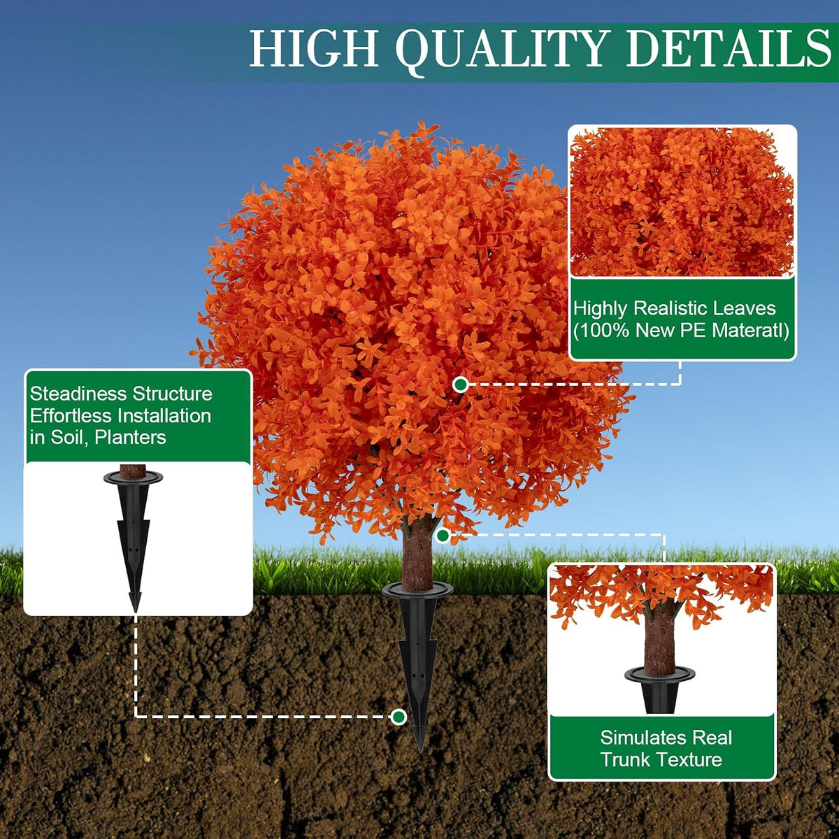 24" Artificial Boxwood Topiary Bushes UV Resistant for Outdoor 2PCS