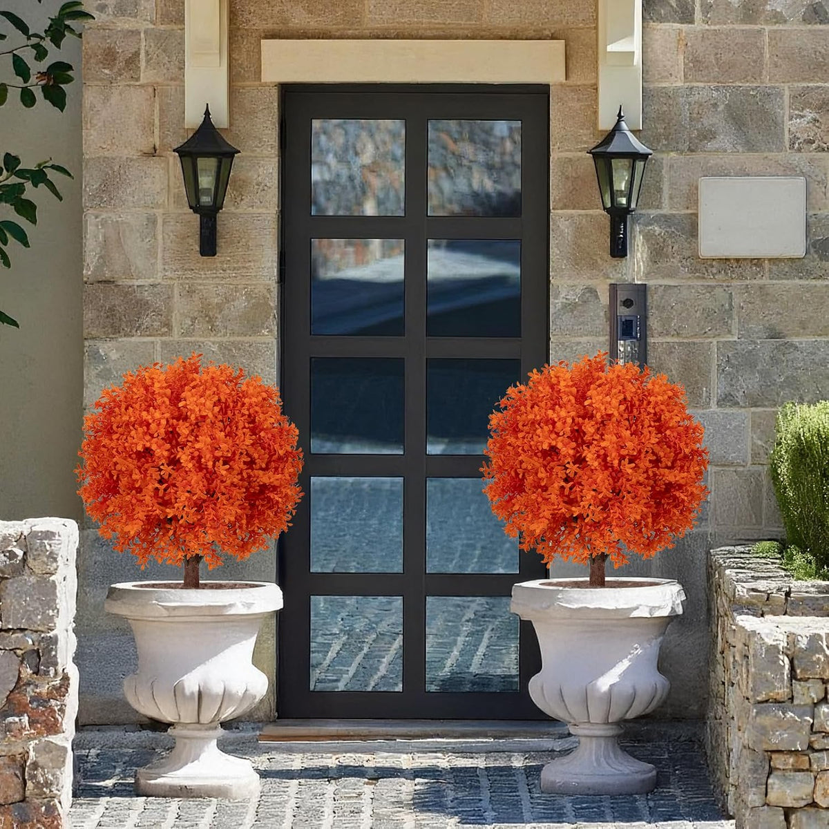 24" Artificial Boxwood Topiary Bushes UV Resistant for Outdoor 2PCS