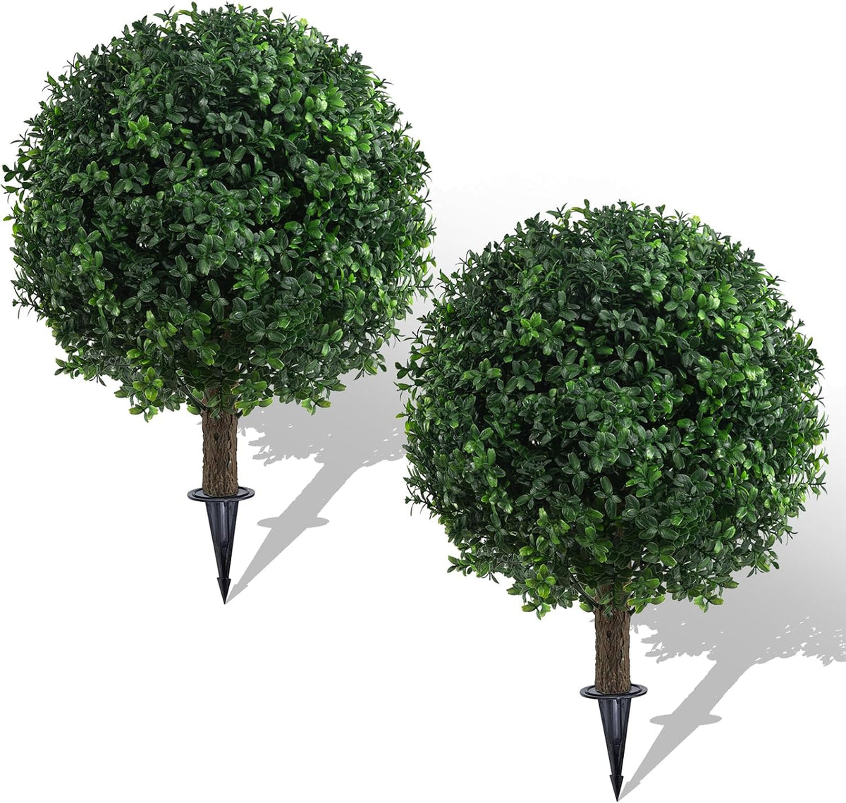 24" Artificial Boxwood Topiary Bushes UV Resistant for Outdoor 2PCS