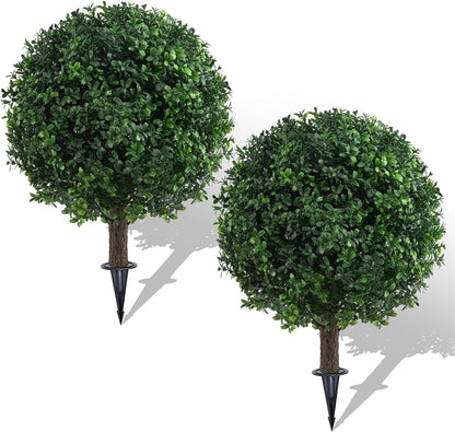 24" Artificial Boxwood Topiary Bushes UV Resistant for Outdoor 2PCS