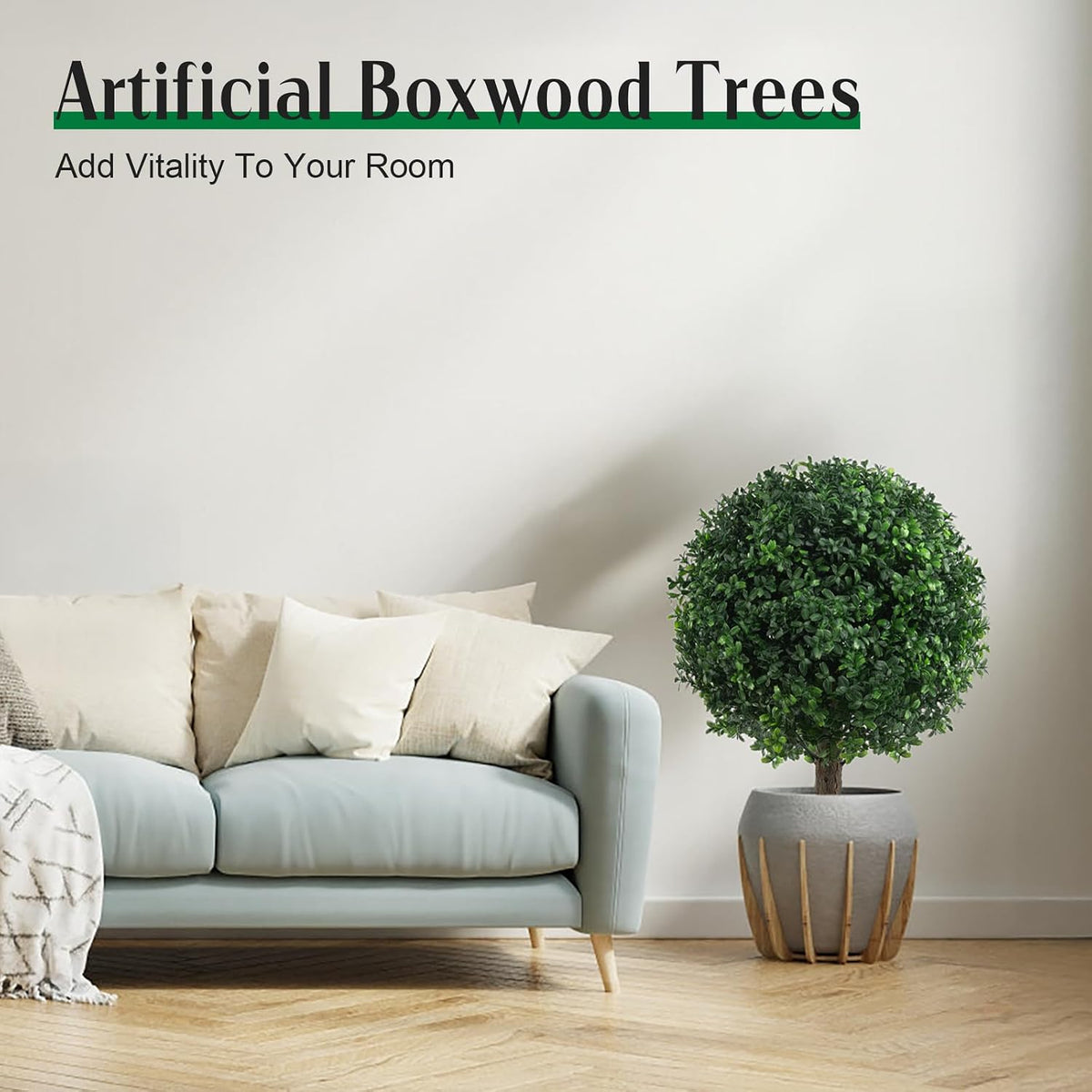 24" Artificial Boxwood Topiary Bushes UV Resistant for Outdoor 2PCS