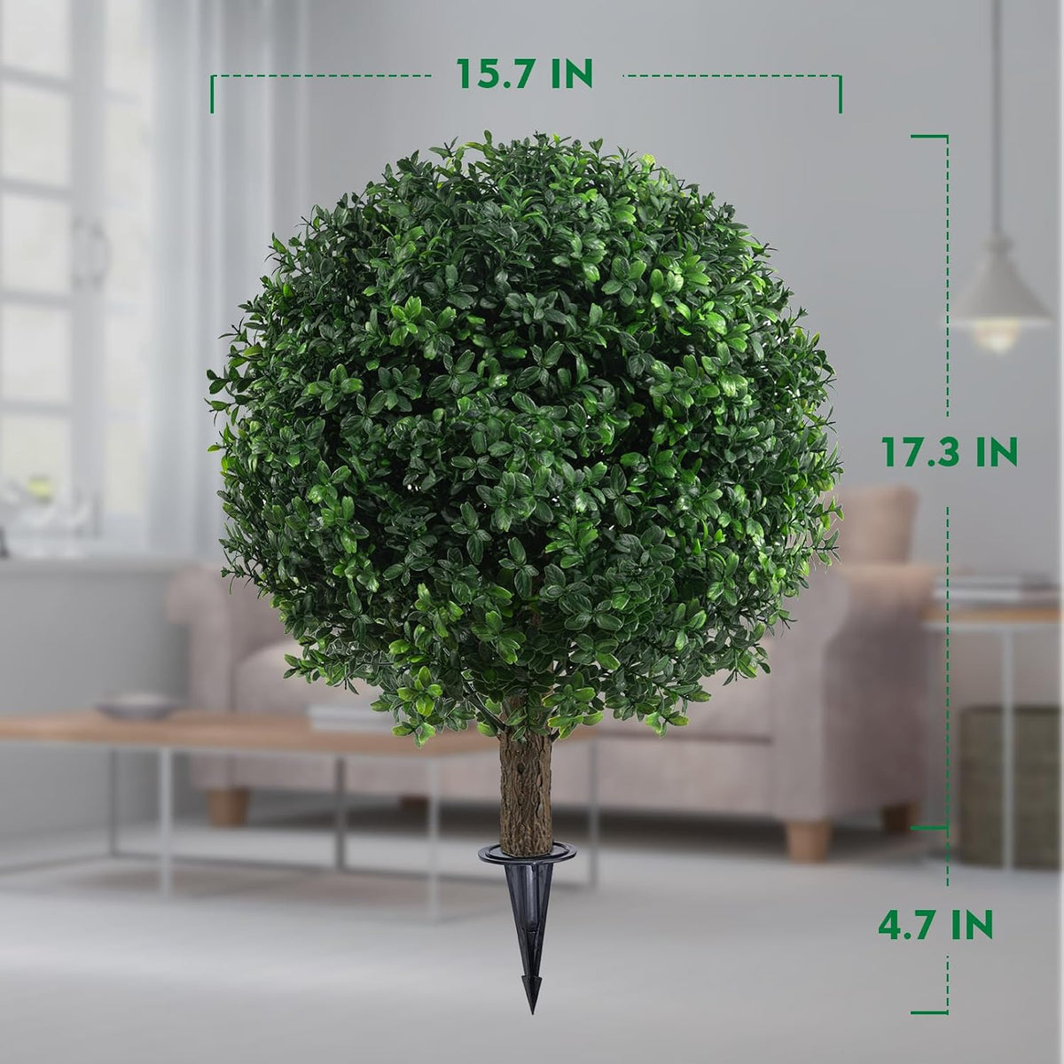 24" Artificial Boxwood Topiary Bushes UV Resistant for Outdoor 2PCS