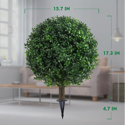 24" Artificial Boxwood Topiary Bushes UV Resistant for Outdoor 2PCS